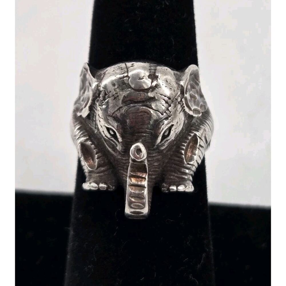 Vtg Native American Shubes Manufacturing Elephant Sterling Silver Ring Sz 6.25 - Picture 2 of 11